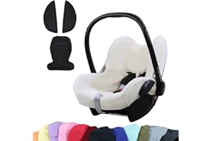 BAMBINIWELT24 BAMBINIWELT KOMBI-ANGEBOT Sommerbezug, Schonbezug, Bezug aus Frottee + Gurtpolster für Maxi Cosi CabrioFix (weiß +schwarz)