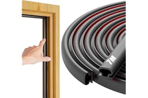 Symyda Guarnizione Adesiva,7 M Profili in Gomma D-Tipo Guarnizioni per Porta,Autoadesivo Guarnizioni per Finestre,Per Spazi tra i telai delle porte e Antivento mpermeabile Insonorizzazione(Nero)