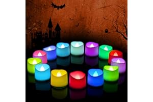 AMAGIC 24 Pack Colour Change Flicker Bright Flameless LED Candle Battery Operated, Fake Electric Tea Lights, for Christmas Party, Halloween, Birthday, Table Decoration