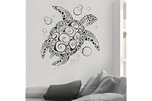 astylishome Bathroom Wall Stickers Sea Turtle Waterproof Under The Sea Sticker Decals Bubbles Decorative for Bathrooms Living Room Bedroom Nursery Black and White Wallpaper 1002