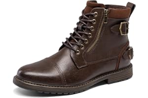 Bruno Marc Bottes de moto à lacets classiques pour homme avec fermeture éclair latérale
