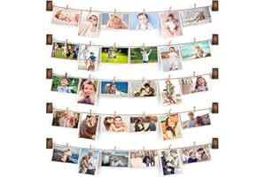 Emfogoo Picture Frames Collage Wall Decor Photo Collage Picture frames for Wall Hanging with 30 Clips Multi Photo Wall Display for Dorm Room Decor