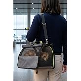Reyo Brave Paws Flybag Plastik Yırtılmaz Fileli Kedi ve K&ouml;pek Taşıma &Ccedil;antası Seyahat &Ccedil;antası Gri 45x25x26cm Havayolu U&ccedil;uş Sta