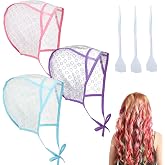 Bewudy 3 Pieces Hair Highlight Caps, Salon Hair Dye Cap, Disposable Hair | Disposable Cap with Plastic Crochet Hook for Salon