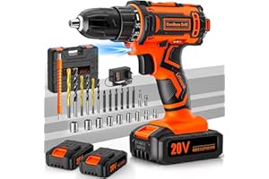 FAHEFANA Akkuschrauber, 20V Akku Bohrschrauber Set mit 2 Akkus 2.0Ah, Akkubohrer 42Nm Drehmoment, 25+1 Drehmomentstufen, 10mm Bohrfutter, 2-Gang, LED-Licht, 24tlg Zubehör und Koffer, Für Reparatur & DIY