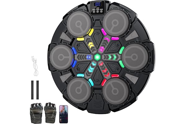 Uezeth Machine de Boxe Musicale Bluetooth Intelligente, Cible de Boxe Intelligente Murale, Chargement USB, équipement d'entraînement de Boxe, Cadeaux pour Enfants, Adultes