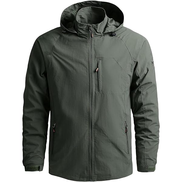 Veste Imperméable Légère Homme - Coupe-vent, Respirante, Capuche Ajustable, Idéale Randonnée, Quotidien (polyester)