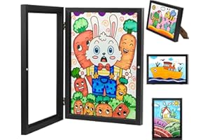Relland Ramka na zdjęcia dla dzieci Ramka na zdjęcia A4 na rysunki dzieci, Ramka na zdjęcia czarna Ramka na sztukę dziecięcą Otwierana z przodu