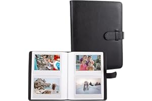 MUZIRI KINOKOO 80 Pockets Photo Album for Instax Wide EVO/Wide 400/Wide 300/Wide 210 Camera, PU Leather Album for 5-inch Films, Lychee Texture Horizontal Style Collection Souvenir Album Book - Black