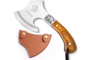 ‎NEDFOSS NedFoss Warthog Camping Axt, 22CM Kleine Outdoor Axt Mit Lederscheide, Mini Mit Holzgriff, Survival, Wikinger in Geschenk-Box