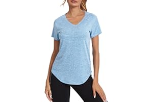 Wayleb Tee Shirt Sport Femme T Shirt à Manches Courtes Infroissable Sèche Vite Tops Hauts