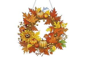 AZURAOKEY Autunno Zucca Natale Diamond Painting Hanging Ghirlanda a forma speciale Girasole Corona Autunno Fattoria Diamond Painting Decorazione Della Parete Corona for Porta d'ingresso Decorazione