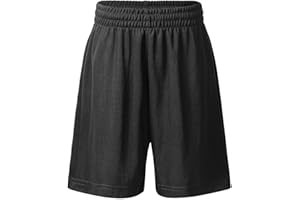 Hansber Kids Children Athletic Performance Shorts with Drawstring Pure Color Running Basketball Sports Bottoms