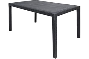 Dmora - Tavolo da esterno Portici, Tavolo rettangolare da pranzo, Tavolo da giardino multiuso effetto rattan, 100% Made in Italy, 150x90h72 cm, Antracite