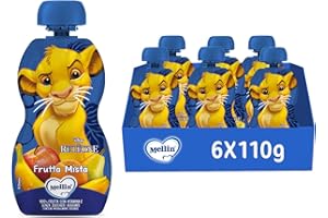 Mellin, Pouch Disney Re Leone Merenda Frutta Mista - 6 Confezioni da 110 gr