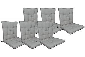 IL GRUPPONE PASSIONE CASA Set Cuscini Sedia Con Schienale Imbottiti Con Laccetti Banda Elastica Per Fissaggio Prodotto Italiano Sedie Poltrone Sdraio Reclinabili Cucina Giardino 40 x 80 Cm - Grigio - 6 Pezzi
