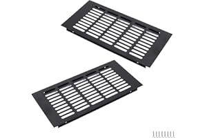 WJUAN Lot de 2 grilles d'aération rectangulaires en aluminium - 300 x 150 mm - Noir - Pour armoires, chambre à coucher et portes