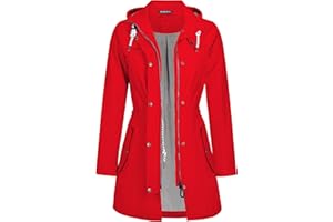 EnduaReve Regenjacke Damen Lang Wasserdicht Atmungsaktiv Regenmantel Übergangsjacke Kapuze Outdoor Jacke