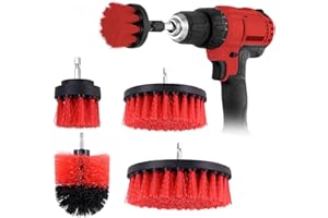JUINGIO Spazzole per Trapano Elettrico 4 Pezzi, Spazzola Rotante Pulizia delle Setole da 2" / 3,5'' / 4'' / 5'', Strumenti per Pulizia Auto Cucina, Set di Spazzole Pulizia per Trapano (Rosso)