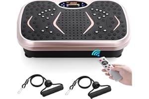 ‎TLGREEN TLGREEN Vibrationsplatte 99 Stufen 5 Trainingsprogramme, Kompaktes Design, Leiser Motor, Trainingsbänder, rutschfest, Fitness Vibrationsboard für Zuhause, Fettverbrennung & Muskelaufbau