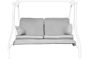 Gardenista Garden 2 Seater Swing Seat Cushion | Water Resistant Outdoor Hammock Replacement Bench Pad 112x56cm | Soft and Comfy Canopy Swing Seat Cushions with Back | Easy to Clean (Grey)