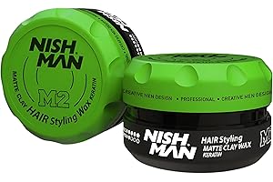‎NISHMAN NISHMAN M2 Haarstyling-Wachs - Matte Clay Wax Keratin 100g - Mattes Finish, Starker Halt, Verleiht Volumen & Textur für das Haar