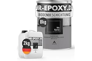 Mr. Epoxy Epoxidharz Bodenbeschichtung (10 kg, RAL 7036 Platingrau) - 2K Betonfarbe für Garagen, Keller & Werkstatt Boden - Flüssigkunststoff Epoxid Grundierung und Bodenversiegelung