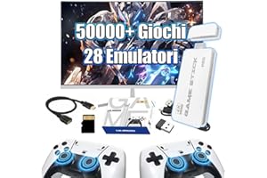 QISHENKOLA M15 Console di gioco retrò,oltre 50000 giochi classici,Retro Game Stick con 28 emulatori,TV Game Stick con uscita 4K HD,con 2 controller wireless a 2,4 GHz,console per videogiochi plug and play(128G)