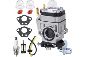 Carburateur pour 52cc 49cc 43cc Débroussailleuse, JRISBO Carburateur de Moteur de Débroussailleuse pour BU-KO 52 CC Accessoires Carbu Kit avec Joint, Bougie, Filtre à Essence