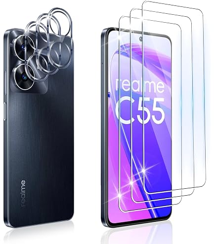 AOKUMA [2 Pezzi Pellicola Vetro Temperato per OPPO Realme C55 Pellicola Protezione,Durezza 9H,Antiurto Antigraffio e Anti-impronta