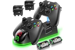 OIVO Cargador Mando Xbox con 2x5580mWh Bateria Mando Xbox para X-Box One/Series X/S, Bateria Mandos X Box X para Mandos X Box Series X/S/One, Negro