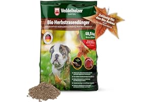 Veddelholzer Bio NPK 7+3+12 Herbstrasendünger mit Langzeit-Wirkung nachhaltiger organischer Rasendünger zur Überwinterung für frostbeständigen Rasen verdrängt Moos & Unkraut 10,5 kg für 250 m²