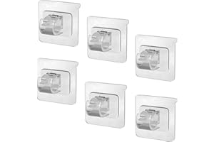 DOULEIN Ganci per Tende Senza Bucare 6 Pezzi Supporto per Bastone per Tende Autoadesivo Staffe da Parete per Tende per Asta per Tende O Portasciugamani Sospesi (Transparent)
