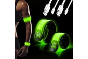 DazSpirit LED Armband Aufladbar/Batteriebetrieben Reflective LED leucht Armbänder Lichtband, Band leuchtarmband Kinder Nacht Sicherheits Licht für Joggen Laufen Hundewandern Running Outdoor Sports