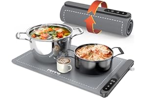 FEPPO Food Warming Mat, (M 18"x11") Food Warmers for Parties Buffet, Upgrade High-tech Graphene Heating Film, Fast Full Surface Electric Warming Tray with 6 Level Temperature and 6 Hours Timer