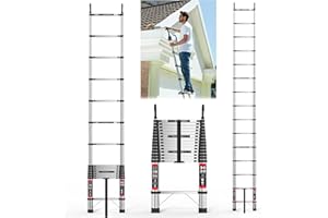 YIYAI Échelle Télescopique 5m en Acier, Échelle Pliante et Robuste avec Crochets, Antidérapante Marchepieds Escamotables, Charge 150kg, Échelle Multifonction pour Toiture, IIntérieur, Extérieur, Jardin