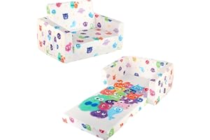 MALLBEST Divani per bambini Divano letto per bambini Sedia imbottita Baby Sleepover Divano aperto reclinabile (Bianco/Fairy)…