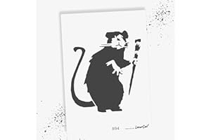 LaserCad Schablonen BANKSY Streetart (B094, Paintbrush Rat, DIN A6) Stencil für Graffiti, Airbrush, Kunst, Deko, zum Malen