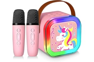 OZMI Mini Karaoke Machine 2 Microphones, Portable Unicorn Gifts for Girls for Kids Toys 3-15 Year Old, Birthday Presents Bluetooth Speaker for Kids 3-15 Year Old Girls Gifts Xmas Karaoke Machine Toys