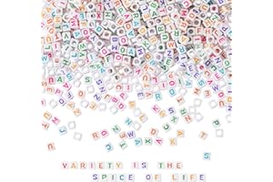 Naler Set di 1200 Perline di Alfabeto Variopinto Cubiche Perline di 6MM Acrilico Perline per Fai da Te Bracciali Collane