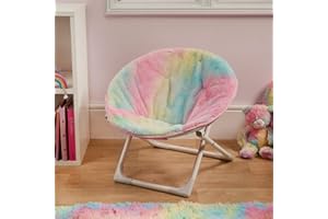 OHS Moon Chair Tie Dye Design Folding Camping Chair, Ultra Soft Fluffy Comfy Moon Chairs for Kids Portable Playrooms Chairs For Bedrooms Outdoor Activities - Tie Dye