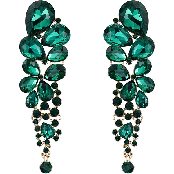 Clearine Dames Boheemse Boho Kristal Bloem Bruiloft Bruids Kroonluchter Teardrop Bling Dangle Oorbellen, Kristal, Geen steen
