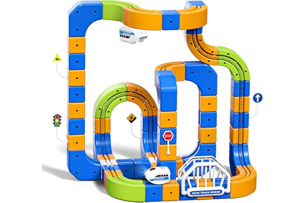 Hzitcigm Circuit Train Electrique, 225 Pièces (80 Rails + 2 Trains) Train Électrique Enfant 3D Anti-Gravité Jeu de Construction Cube Track DIY STEM Éducatif et Cadeau pour Enfants 3 4 5 6 7 8 Ans