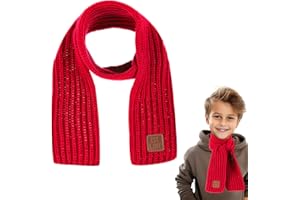Abeillo Sciarpa invernale calda per bambini, lavorata a maglia, morbida, scaldacollo, sciarpa calda per ragazzi e ragazze (rosso), Rosso, 109 cm