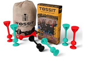 TOSSIT Sugkoppspilar, Roligt Kastspel för Familj och Fest, Silikon Pilkastning för Bakgård, Inomhus Utomhus, Boule Boccia Sällskapsspel Present, Starter Pack, Röd Cyan