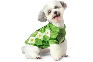 7CDXD Dog Jumpers, Dog Jumpers Small, Dog Sweater, Puppy Jumpers For Small Dogs, Dog Clothes for Puppy Yorkie Chihuahua Warm Sweater Winter Clothes（M Back Length:12"/Green)