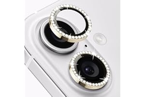 ICARER FAMILY Glitzer Kameraschutz Design für iPhone 16/ iPhone 16Plus Kamera Schutz Bling, Ultra HD Clear Diamond Kameraschutz, Einfach Installieren - Gold