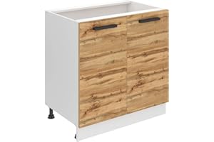 ‎B BELINI GROUP Belini Unterschrank Küche, Küchenunterschrank 80 cm Breite. SD Küchenunterschrank ohne Arbeitsplatte. Küchenschrank mit 2 Türen, Wotan-Eiche