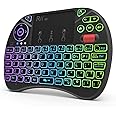 Mini Wireless Multi-media Keyboard Touch Pad Mouse Combo With Scroll Button Handheld Remote LED Backlit Rechargeable For PC L
