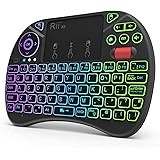 Mini Wireless Multi-media Keyboard Touch Pad Mouse Combo With Scroll Button Handheld Remote LED Backlit Rechargeable For PC L